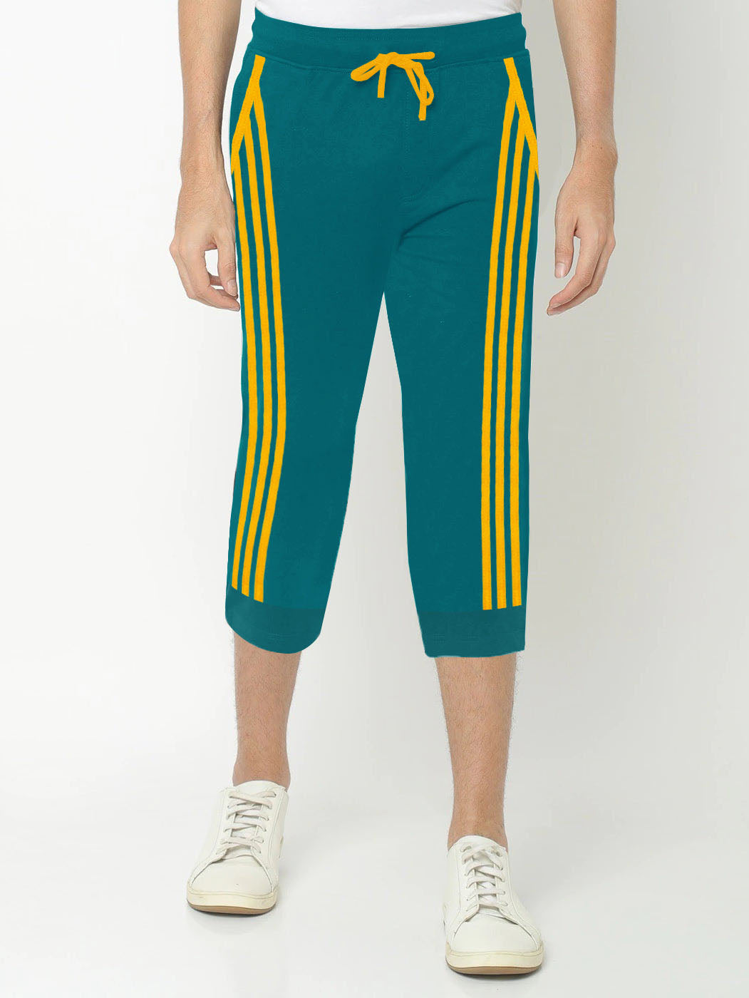 Summer Jersey Slim Fit Bermuda Short For Men-Dark Cyan with Stripes-SP1769/RT2430
