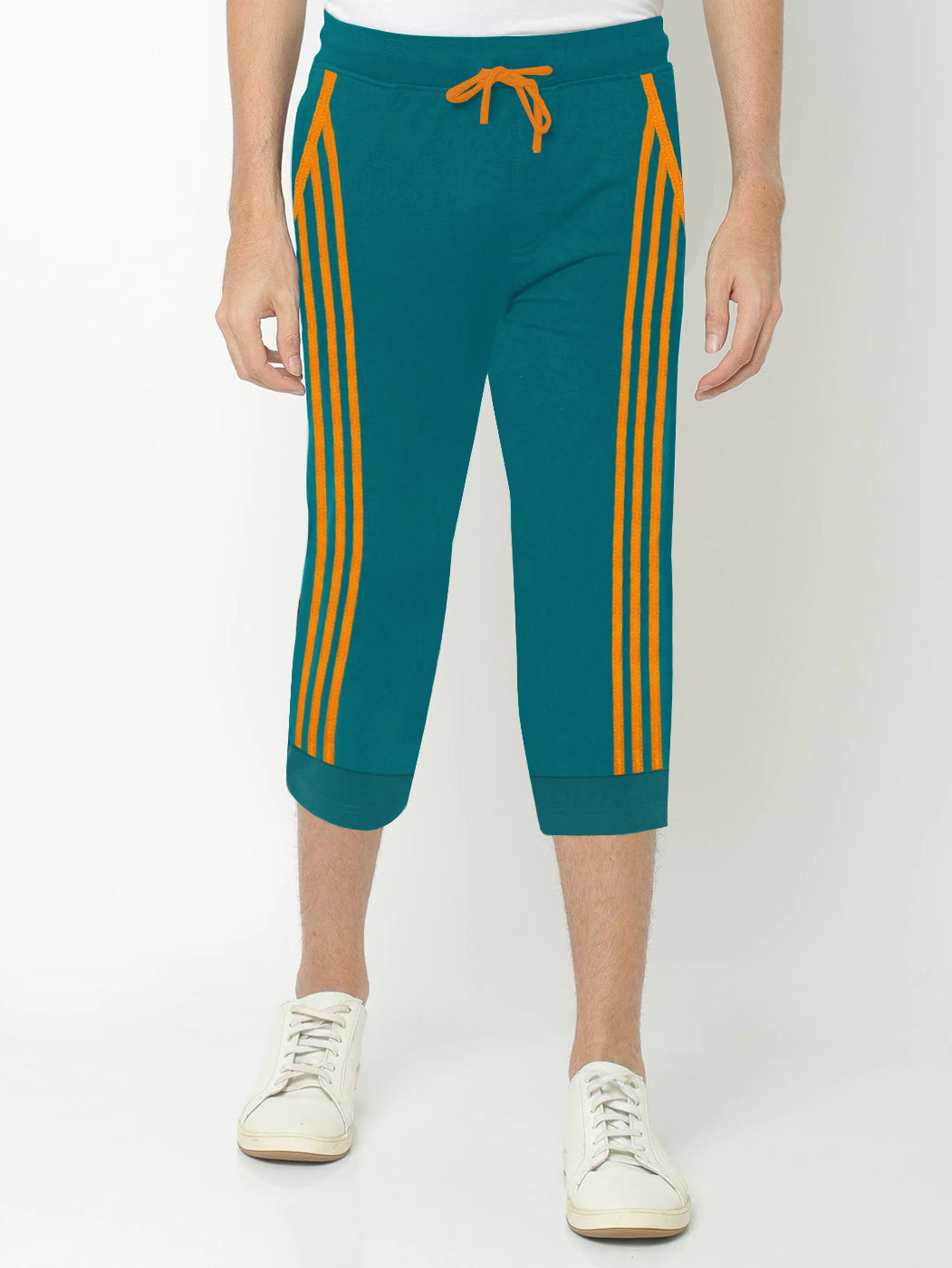 Summer Jersey Slim Fit Bermuda Short For Men-Dark Cyan with Stripes-SP1807/RT2439