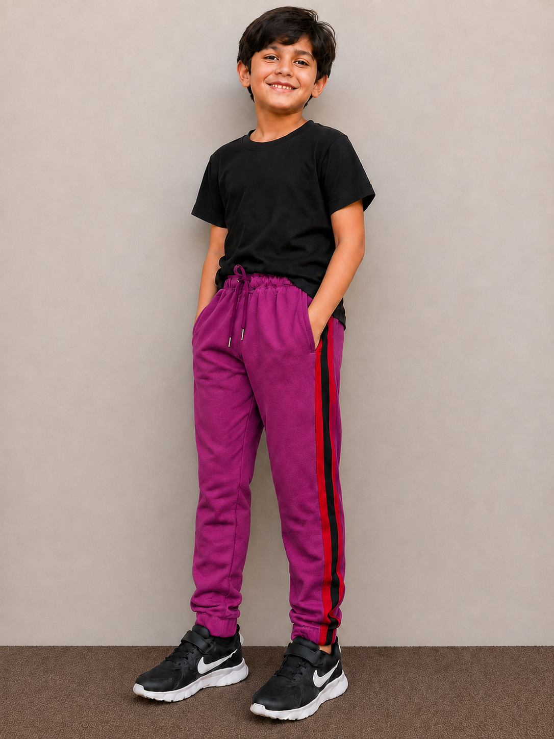 Premium Kids Lycra Trouser purpul pink with ,Side Stripe p21