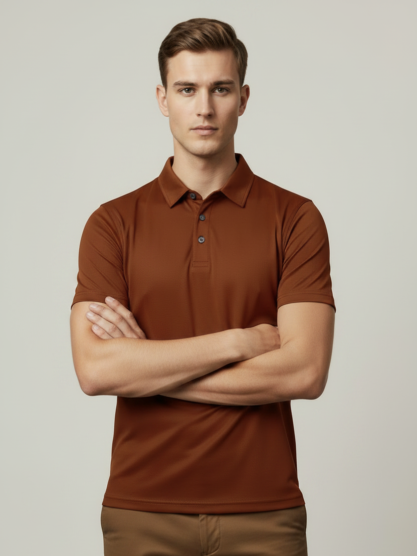 Rawgear Summer Dry Fit Polo Shirt For Men-Rust Orange-BE9989