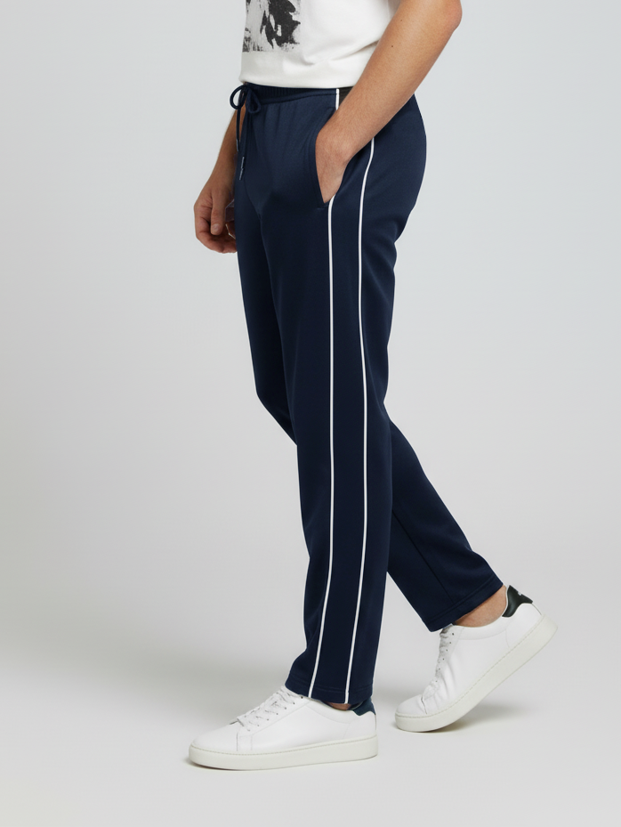 Stylish Regular Fit Interlock Summer Trouser For Men-Dark Navy-NST26
