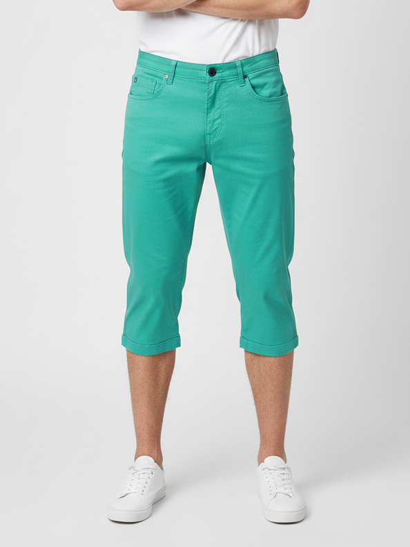 Stylish Cotton 3 Quarter Short For Men-Cyan Blue-BE7862