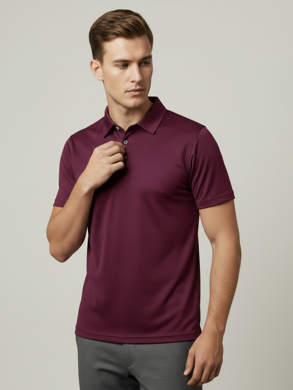 Rawgear Summer Dry Fit Polo Shirt For Men-Maroon-BE8164
