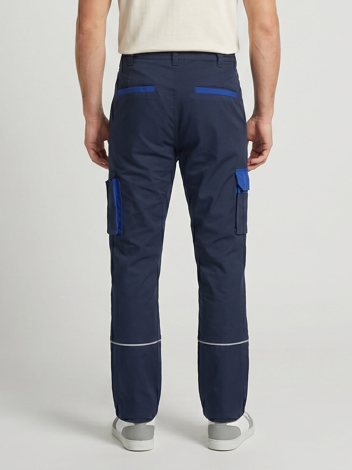 Navy Blue Colorblock Cargo Trouser For Men-BE7670