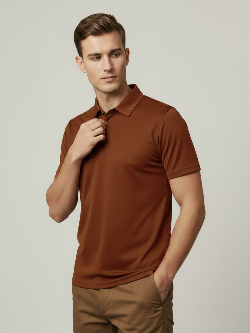 Rawgear Summer Dry Fit Polo Shirt For Men-Rust Orange-BE9989