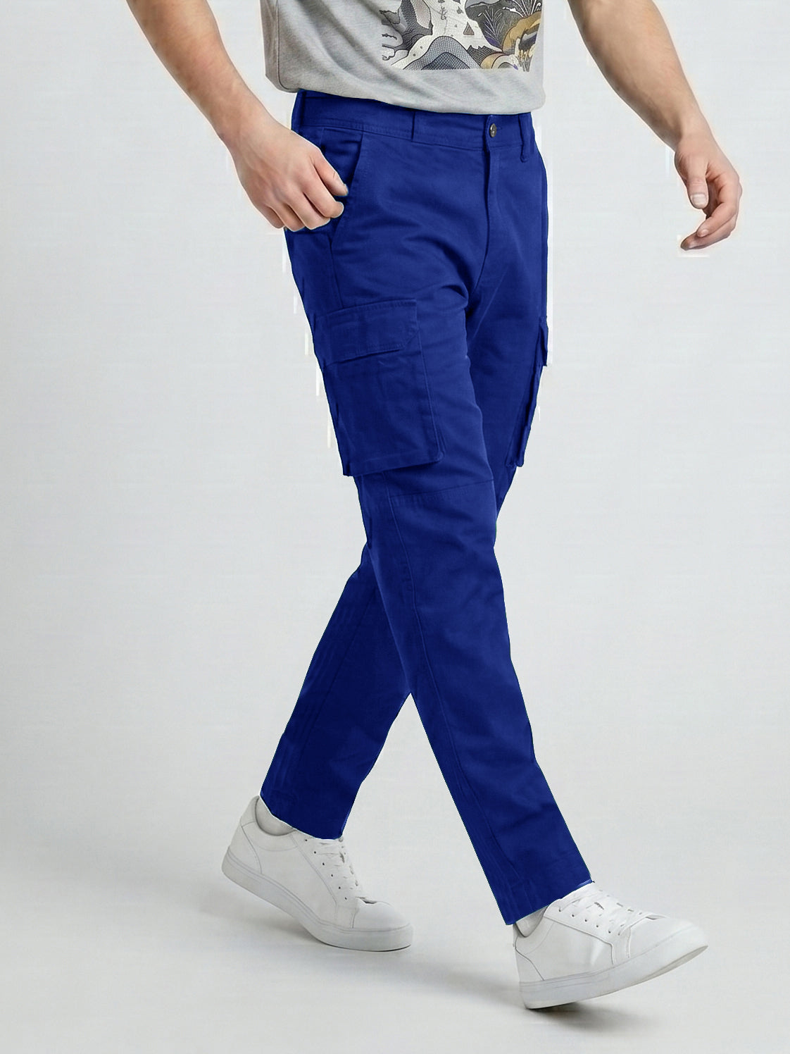Royal Blue Cargo Trouser For Men-BE0469
