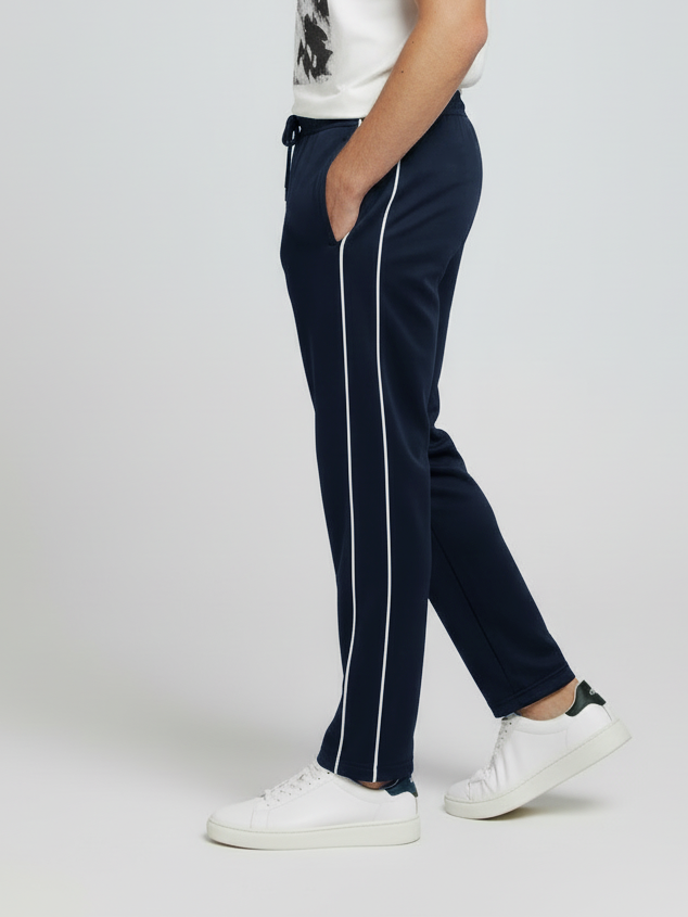 Stylish Regular Fit Interlock Summer Trouser For Men-Dark Navy-NST26