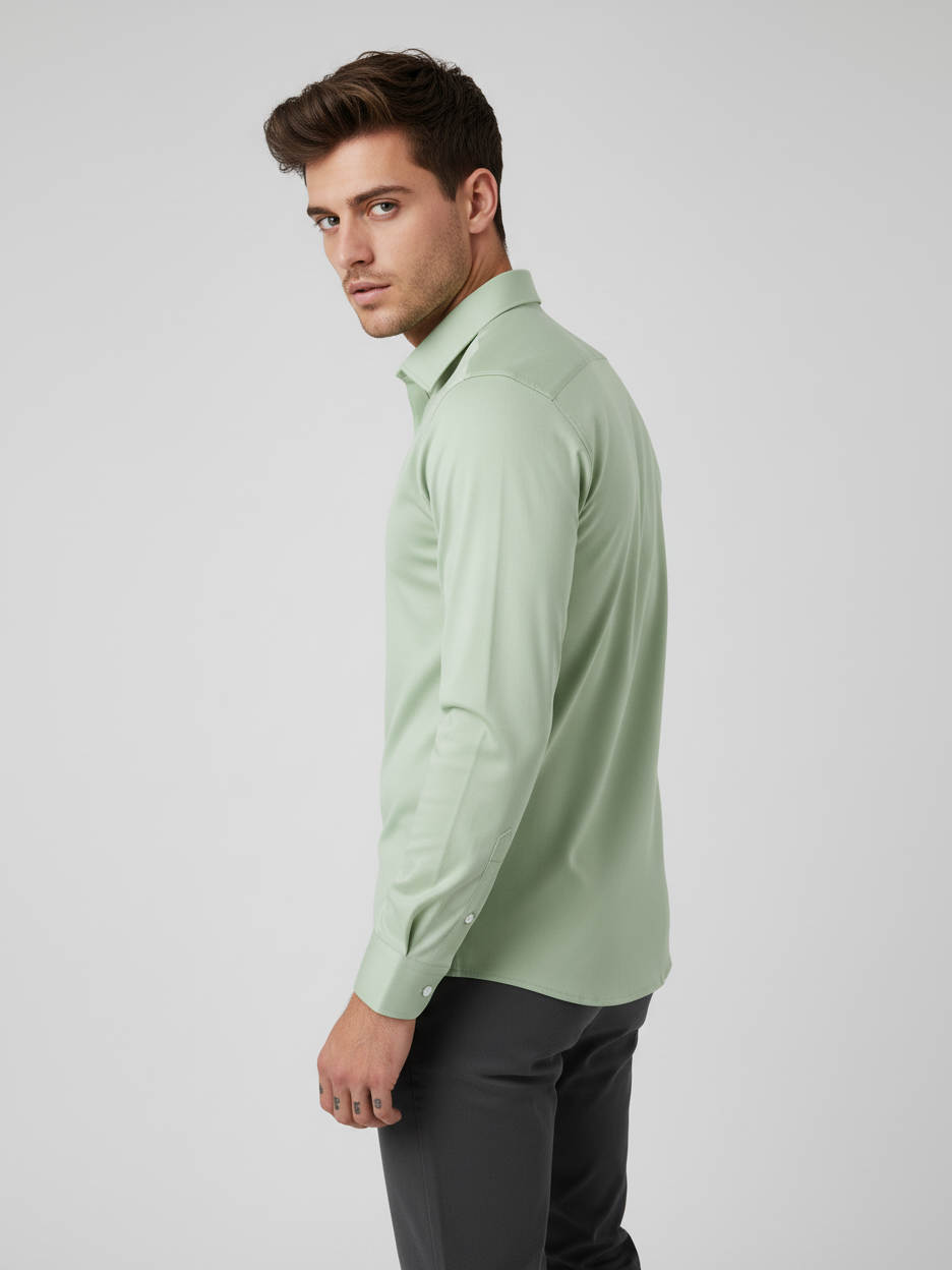 Rawgear 4 Side Lycra Slim Fit Long Sleeve Casual Shirt For Men-Mint Green-RG13
