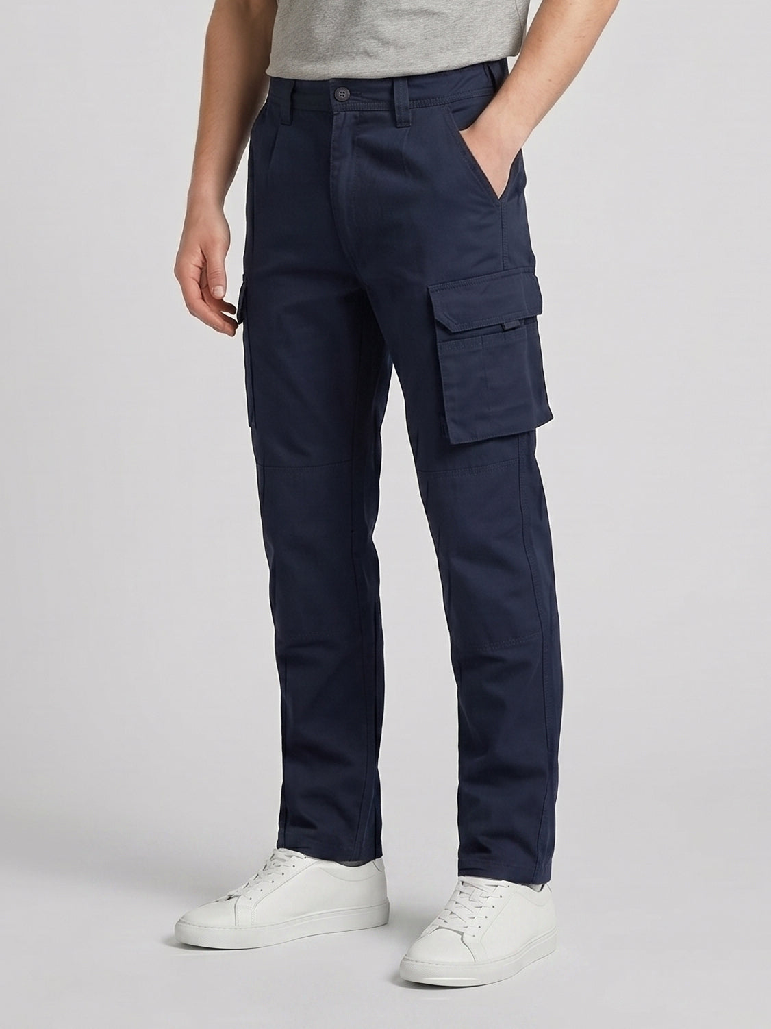Navy Blue Cargo Trouser For Men-BE0795