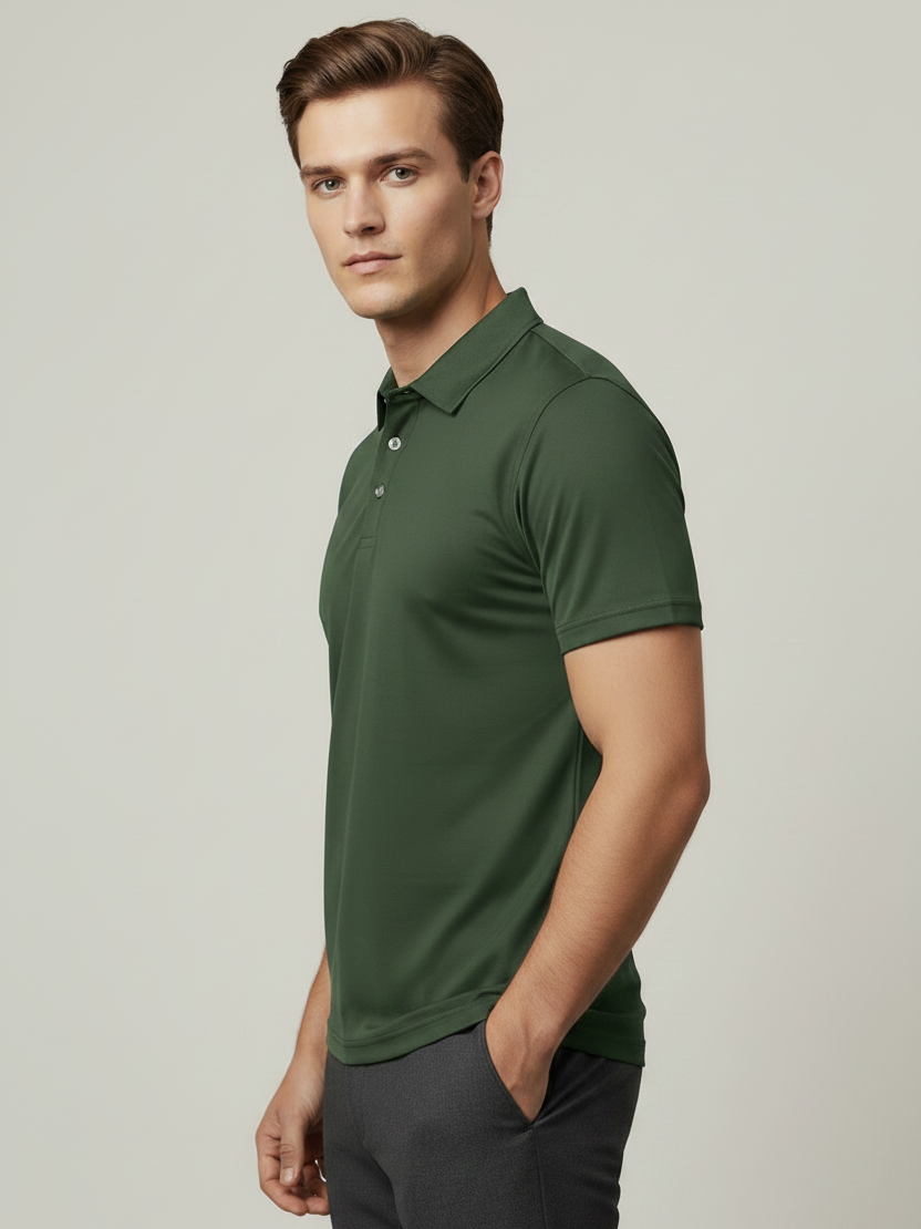 Rawgear Summer Dry Fit Polo Shirt For Men-Olive Green-BE9494