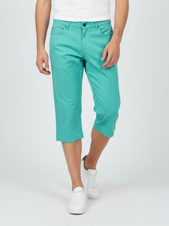 Stylish Cotton 3 Quarter Short For Men-Cyan Blue-BE7862