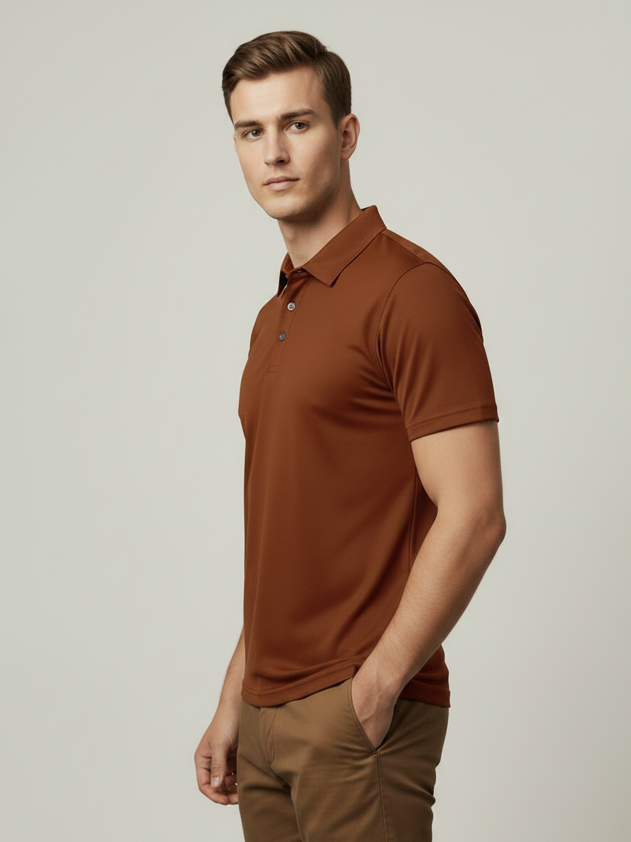 Rawgear Summer Dry Fit Polo Shirt For Men-Rust Orange-BE9989