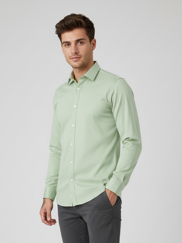Rawgear 4 Side Lycra Slim Fit Long Sleeve Casual Shirt For Men-Mint Green-RG13