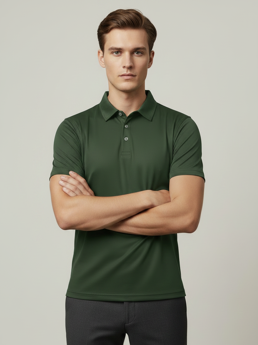 Rawgear Summer Dry Fit Polo Shirt For Men-Olive Green-BE9494