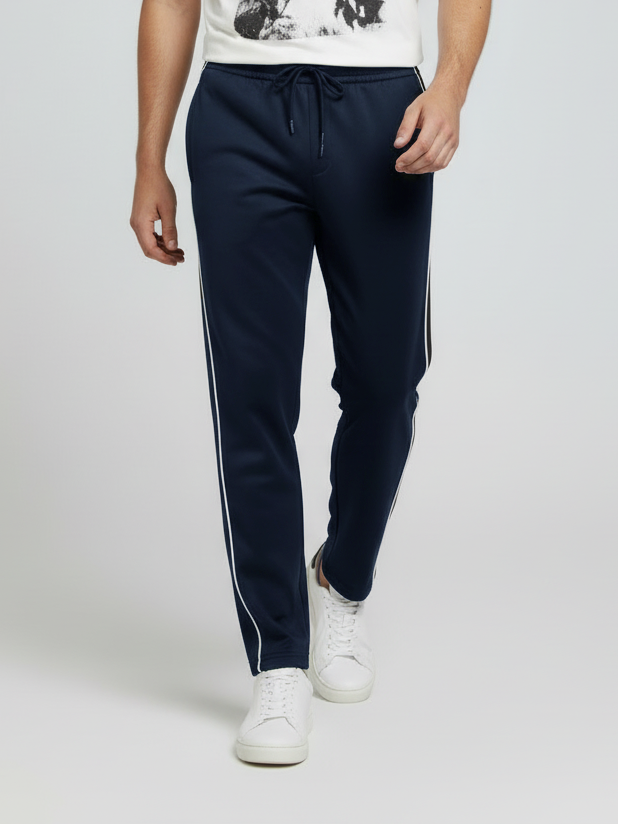 Stylish Regular Fit Interlock Summer Trouser For Men-Dark Navy-NST26