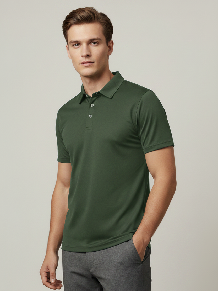 Rawgear Summer Dry Fit Polo Shirt For Men-Olive Green-BE9494