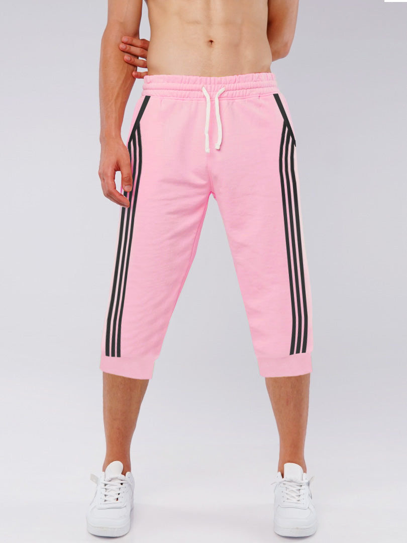 Summer Jersey Slim Fit Bermuda Short For Men-Pink with Stripes-SP1771/RT2432