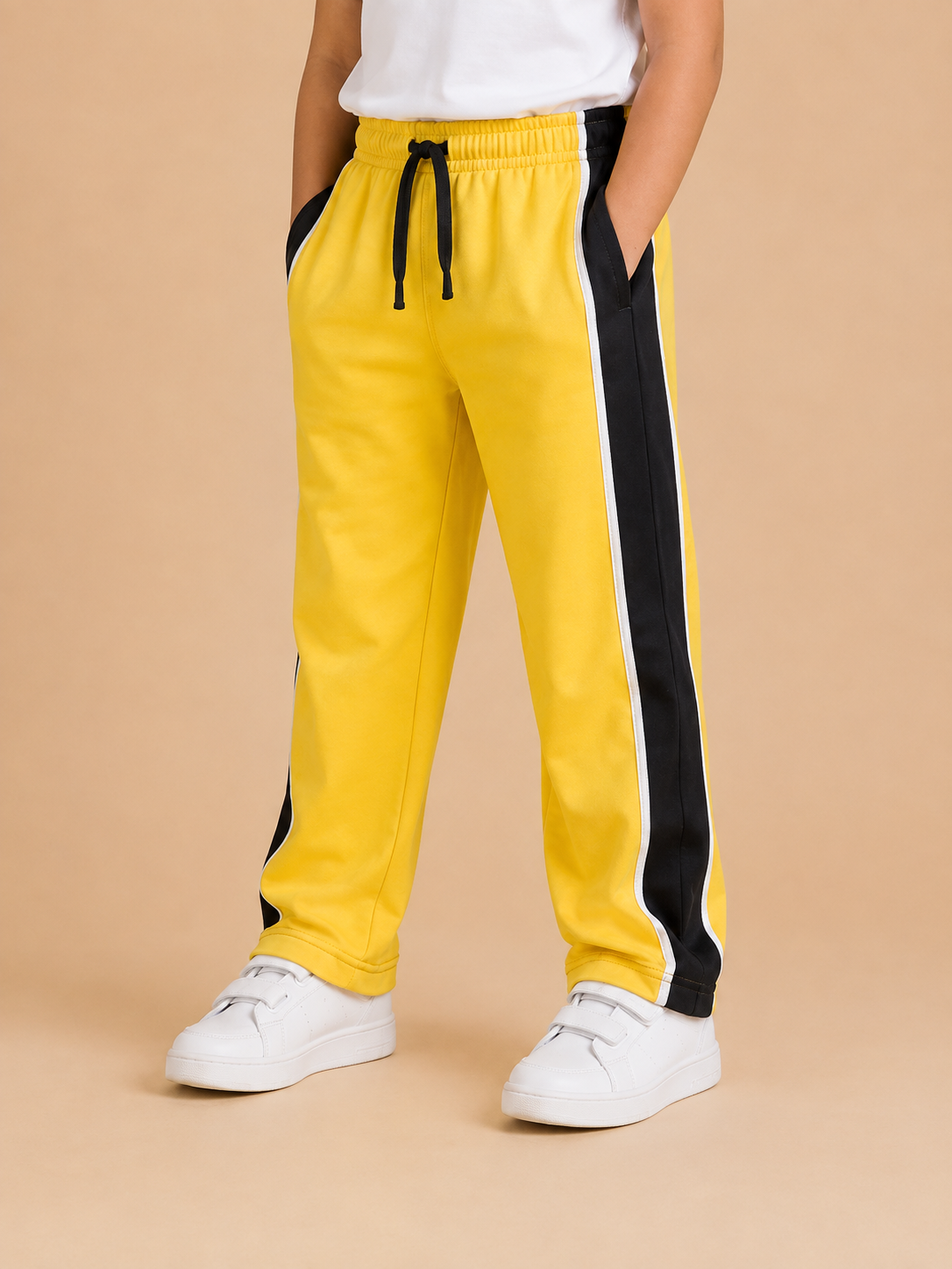 Premium Boys Trouser-Golden Yellow With Navy -T27