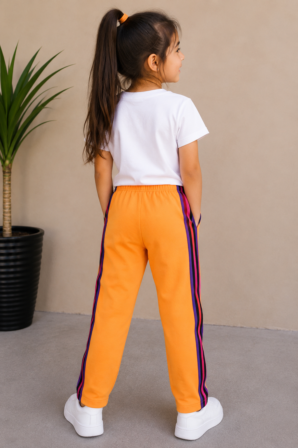 Premium Kids Lycra Trousers  colour Bright Orange side panal ph12