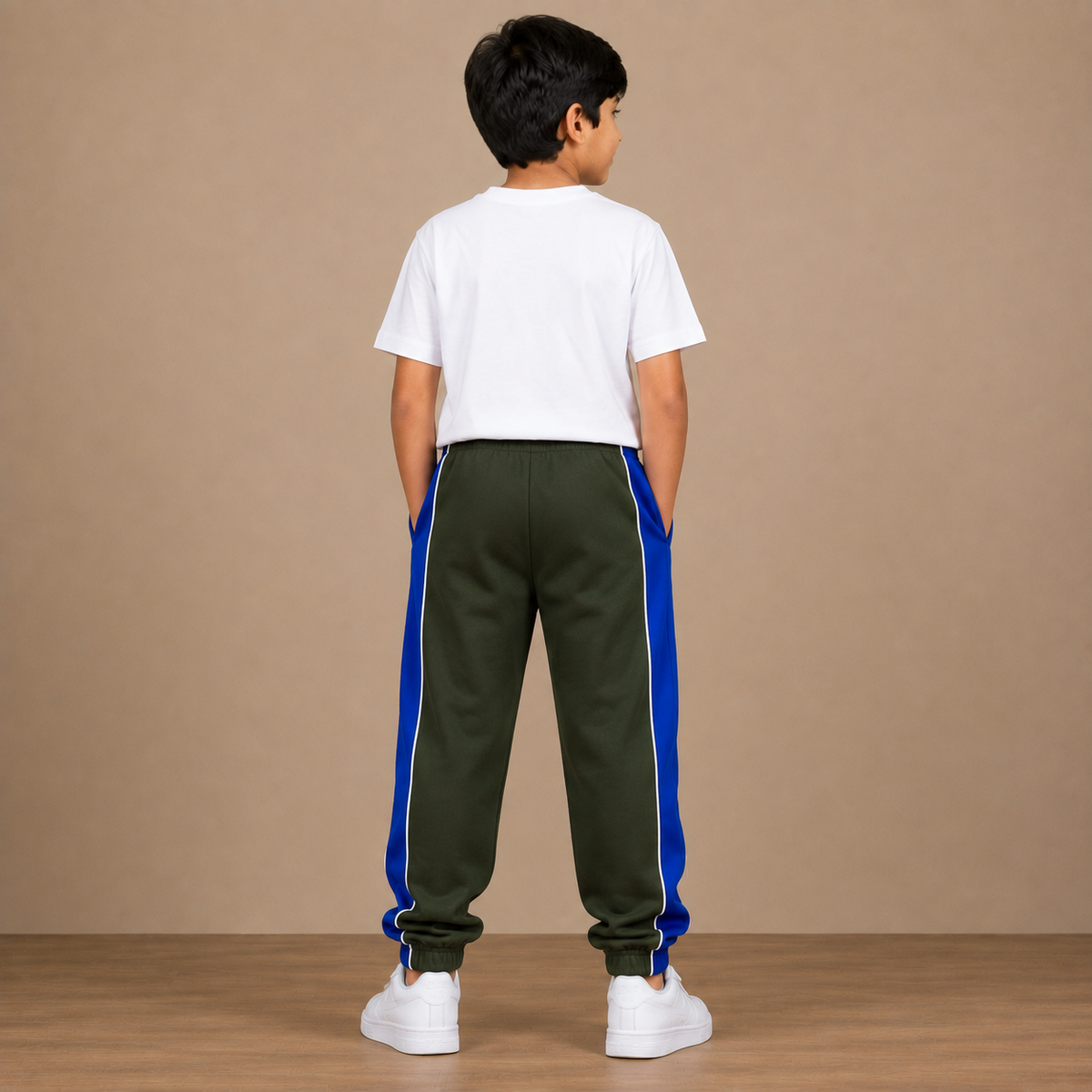 Kids Premium Track Pants – Dark Green & Royal Blue thg6