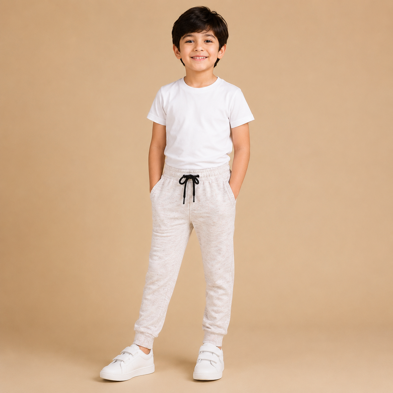 Kids Premium Light Beige Jogger Pants – Soft & Comfortable Casual Trousers nbh67