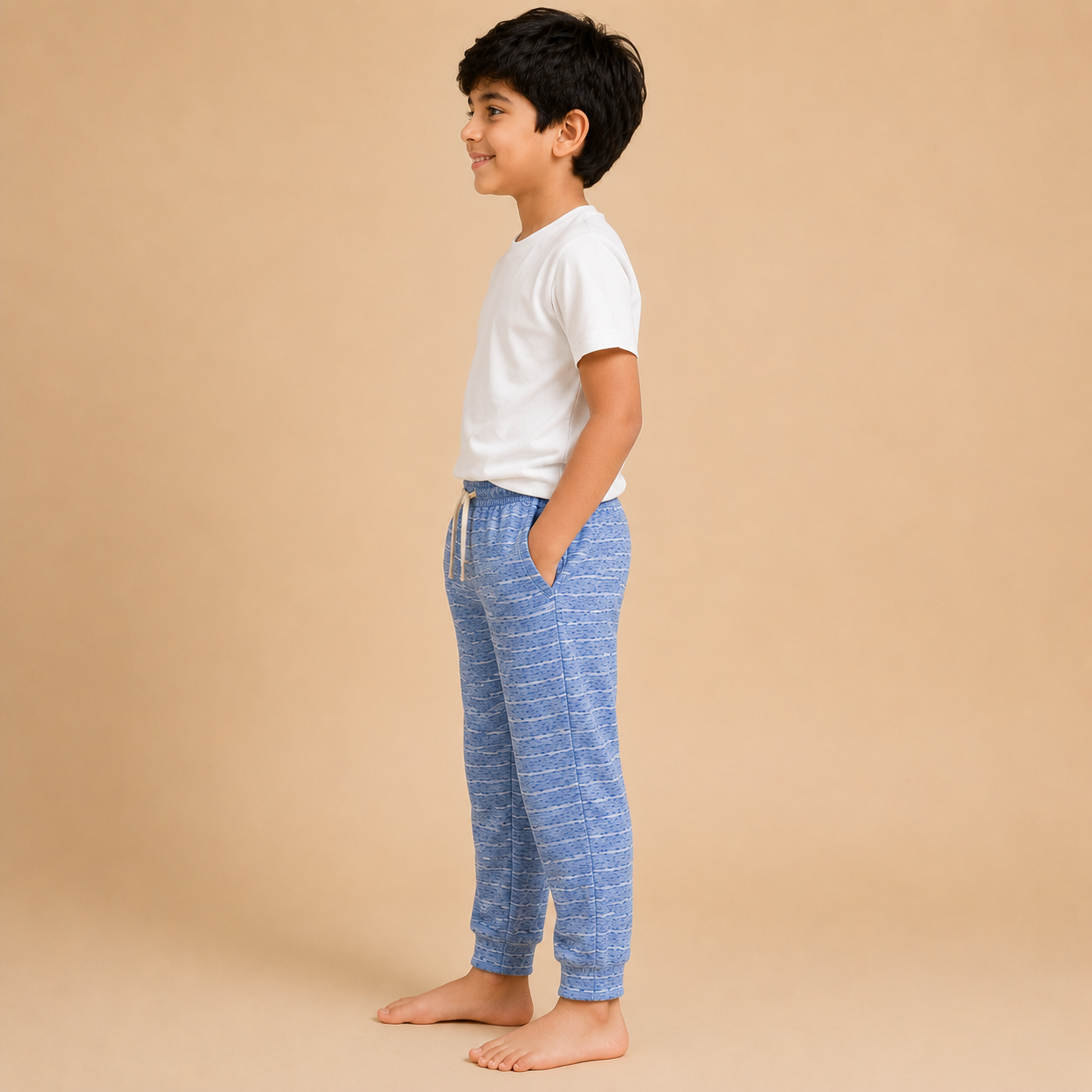 Kids Blue Melange Jogger Pants – Soft & Comfortable Casual Wear na17