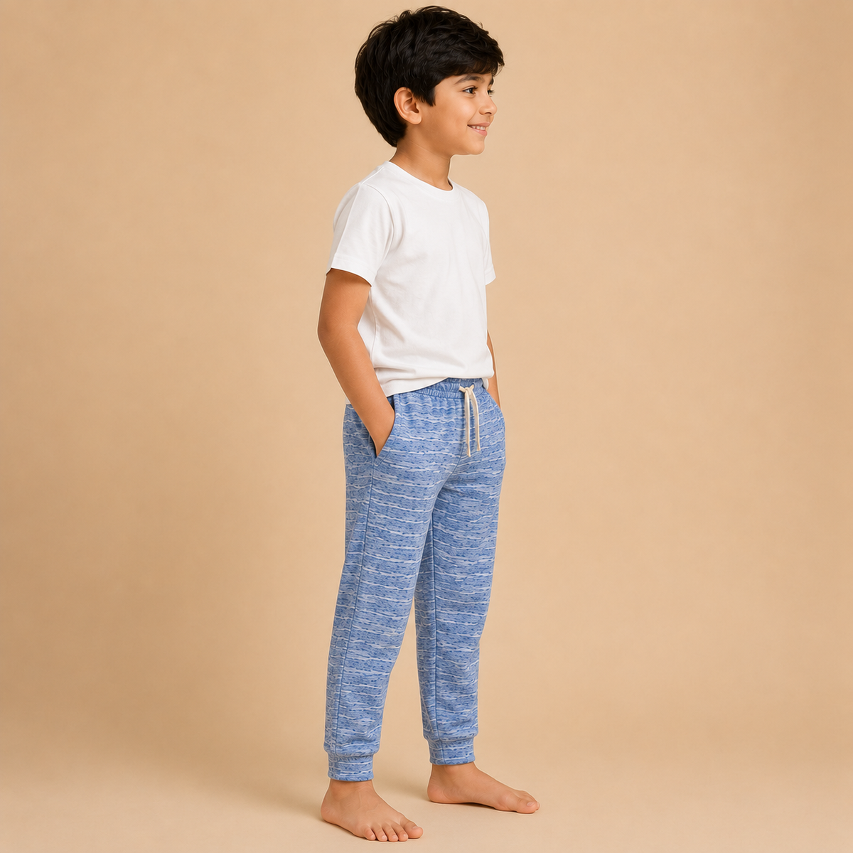 Kids Blue Melange Jogger Pants – Soft & Comfortable Casual Wear na17