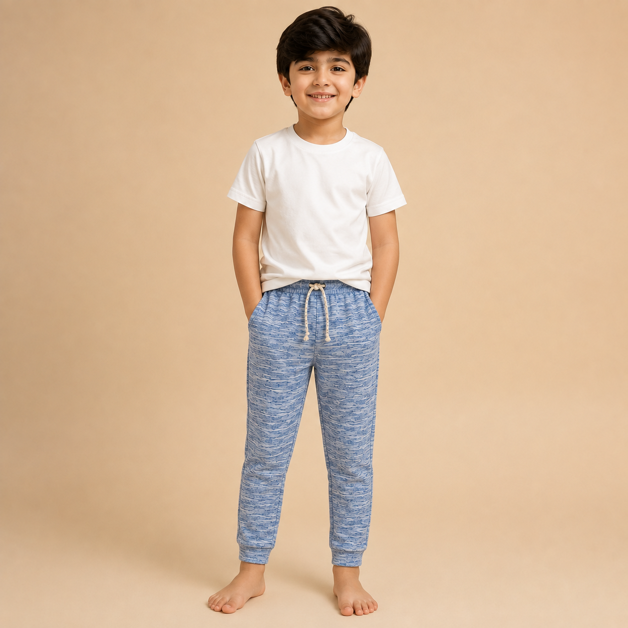 Kids Blue Melange Jogger Pants – Soft & Comfortable Casual Wear na17