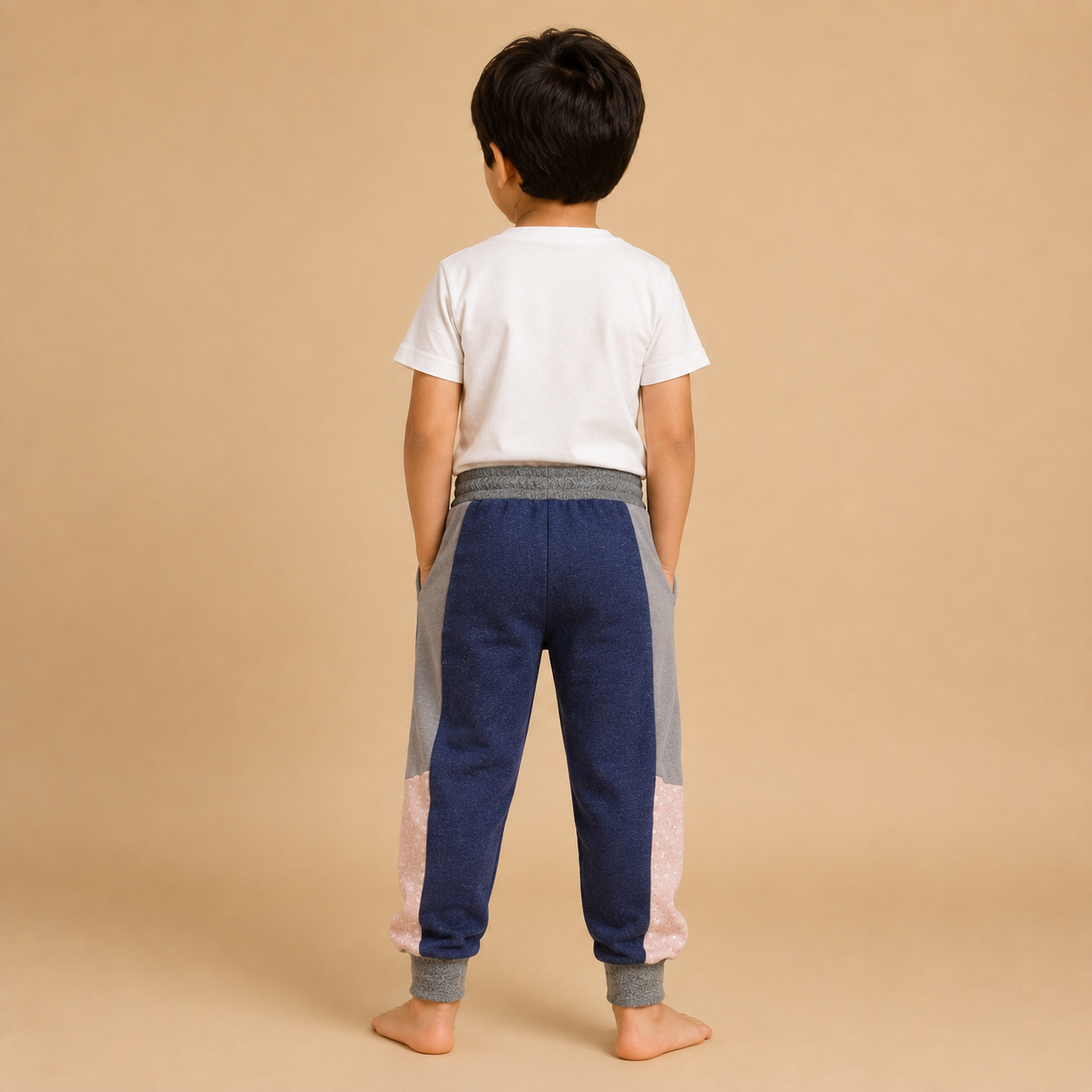 Kids Color Block Jogger Pants – Navy Blue & Grey na16