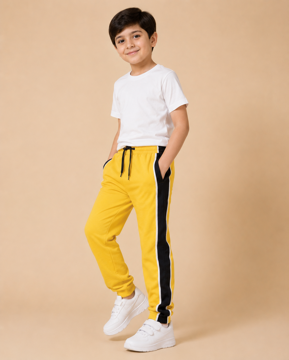 Premium Boys Trouser-Yellow with Navy -T06