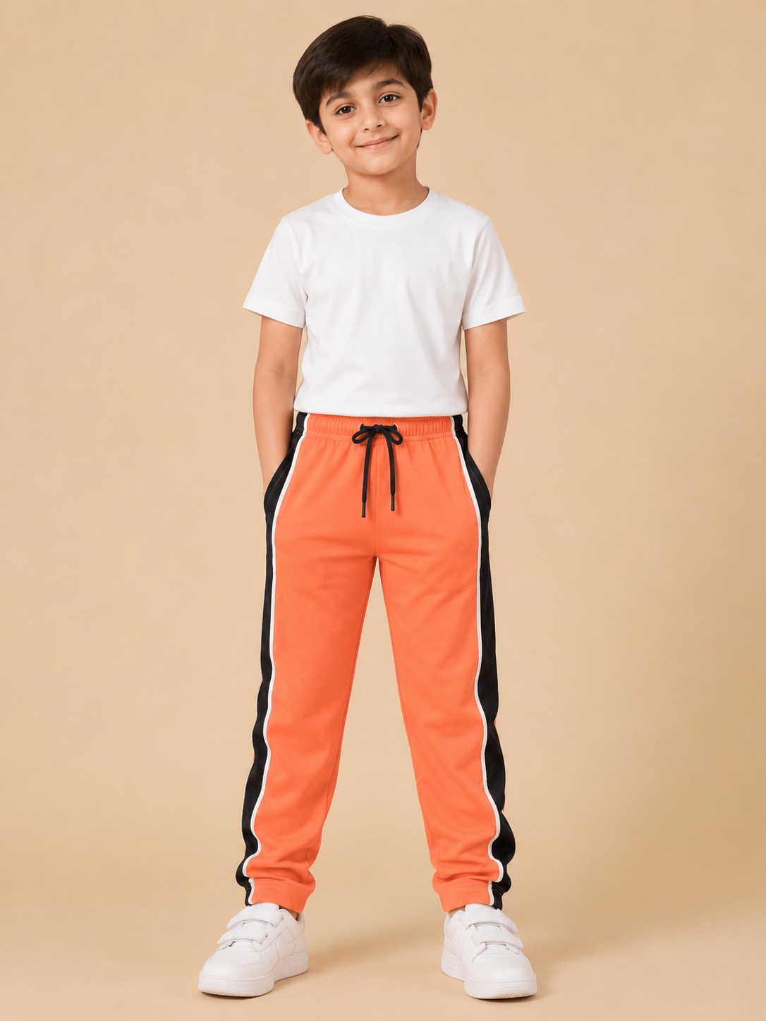 Premium Boys Trouser-Orange with Navy-T14