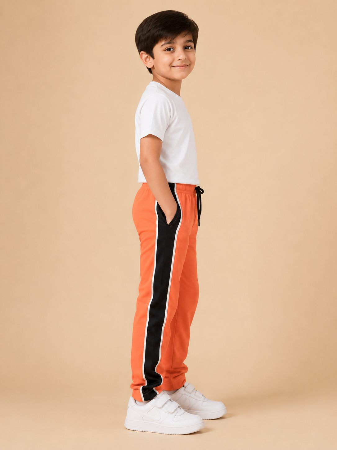 Premium Boys Trouser-Orange with Navy-T14