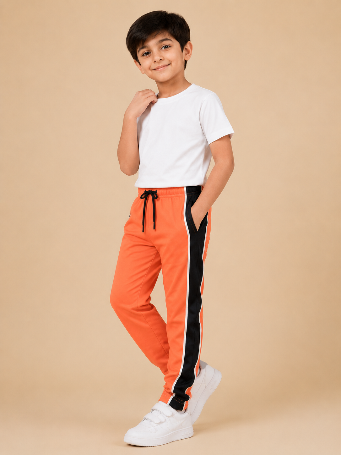 Premium Boys Trouser-Orange with Navy-T14
