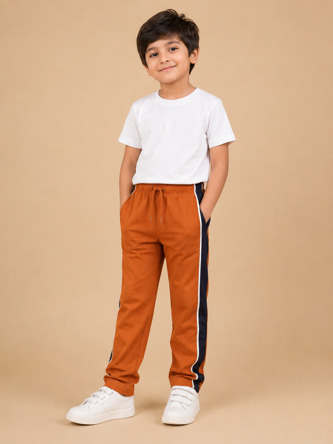 Premium Boys Trouser-Drak Orange with Navy-T12