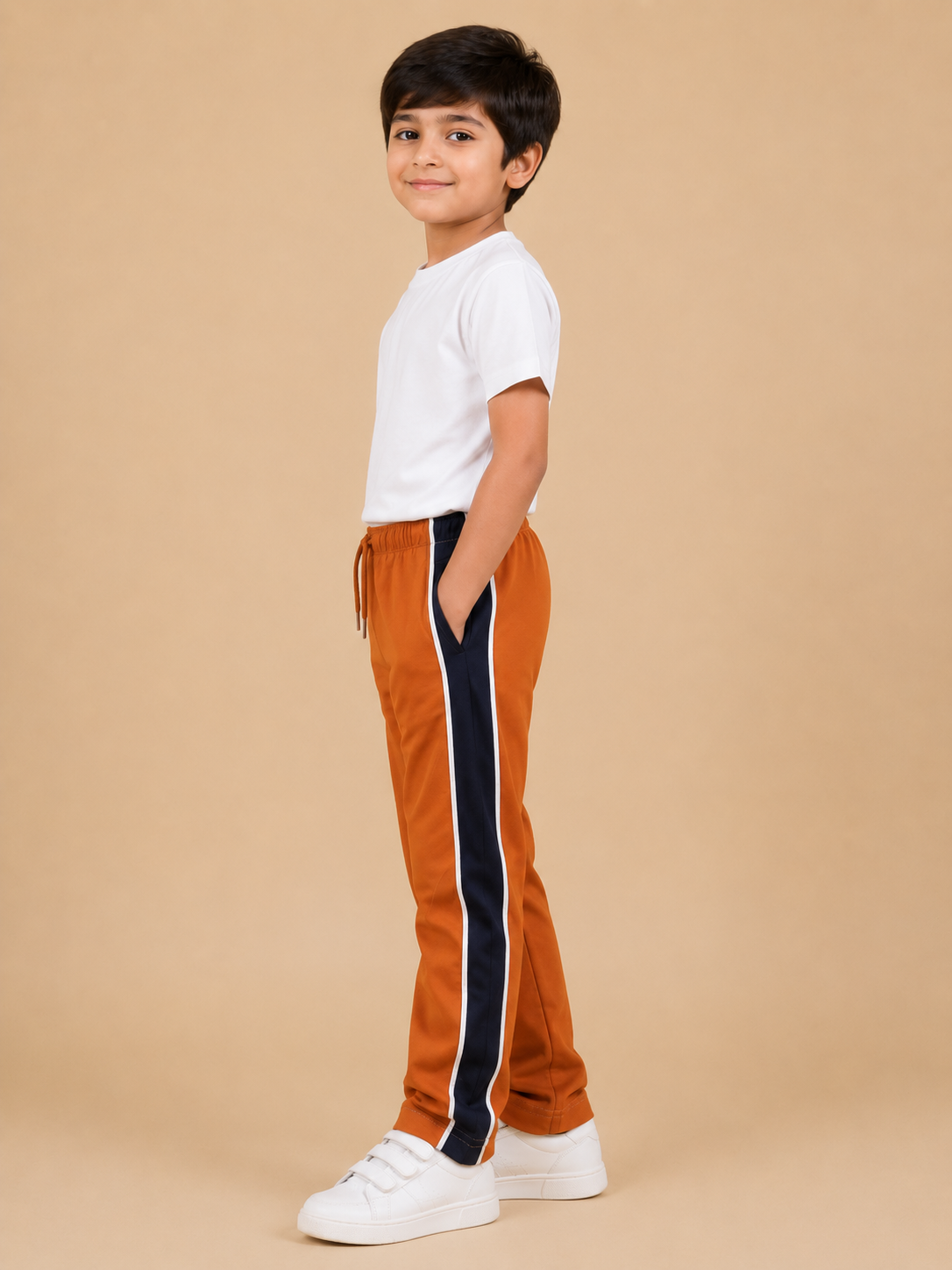 Premium Boys Trouser-Drak Orange with Navy-T12
