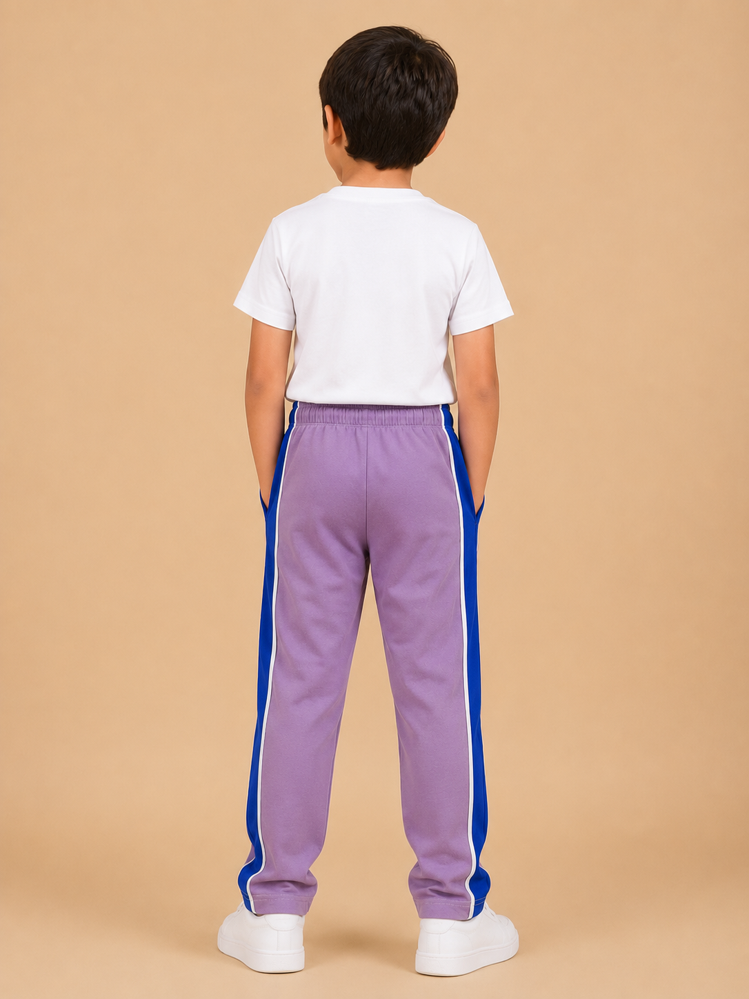 Premium Boys Trouser-Light Purple with Royal blue-T07