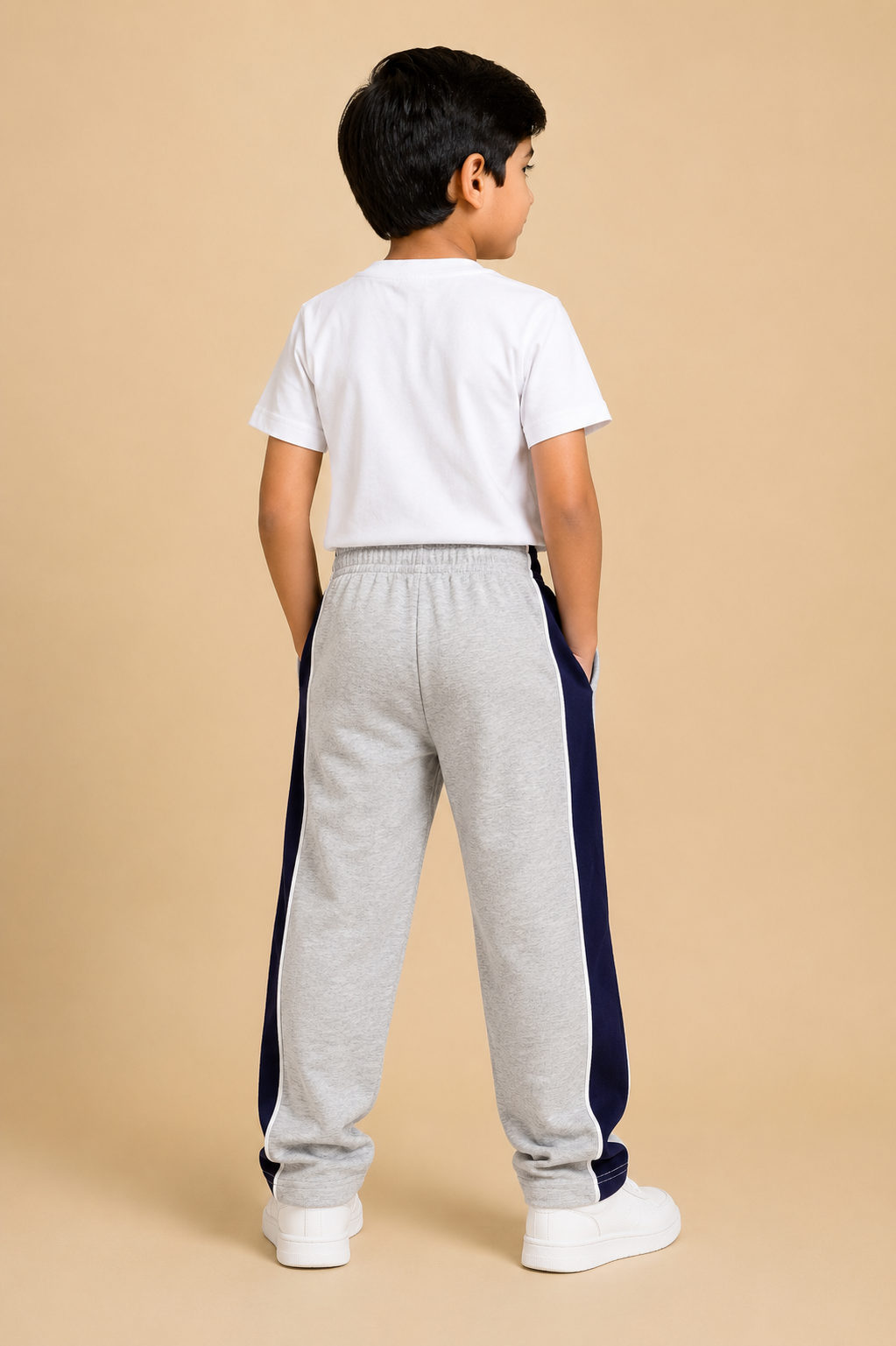 Premium Boys Trouser- Gray with navy -T01