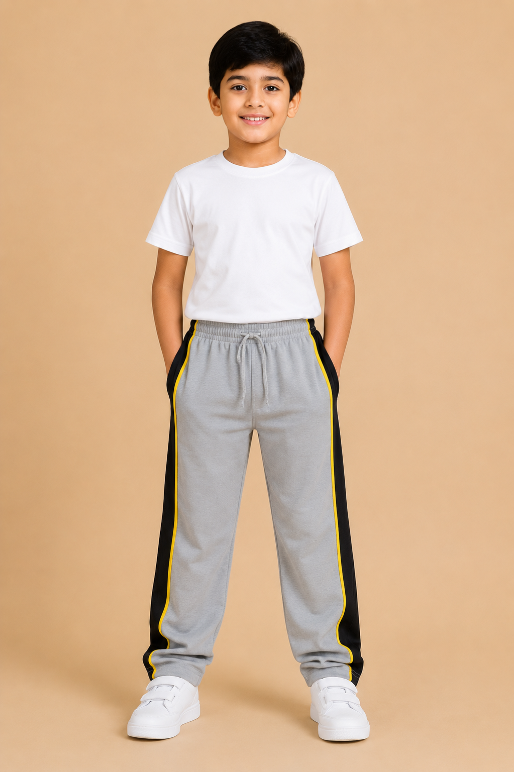 Premium Boys Trouser-Grey with Black-T08