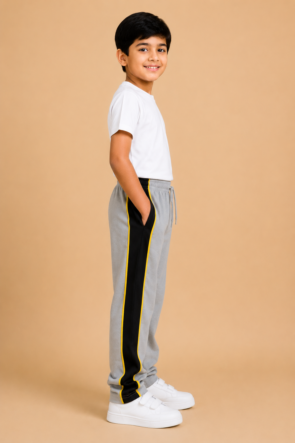 Premium Boys Trouser-Grey with Black-T08