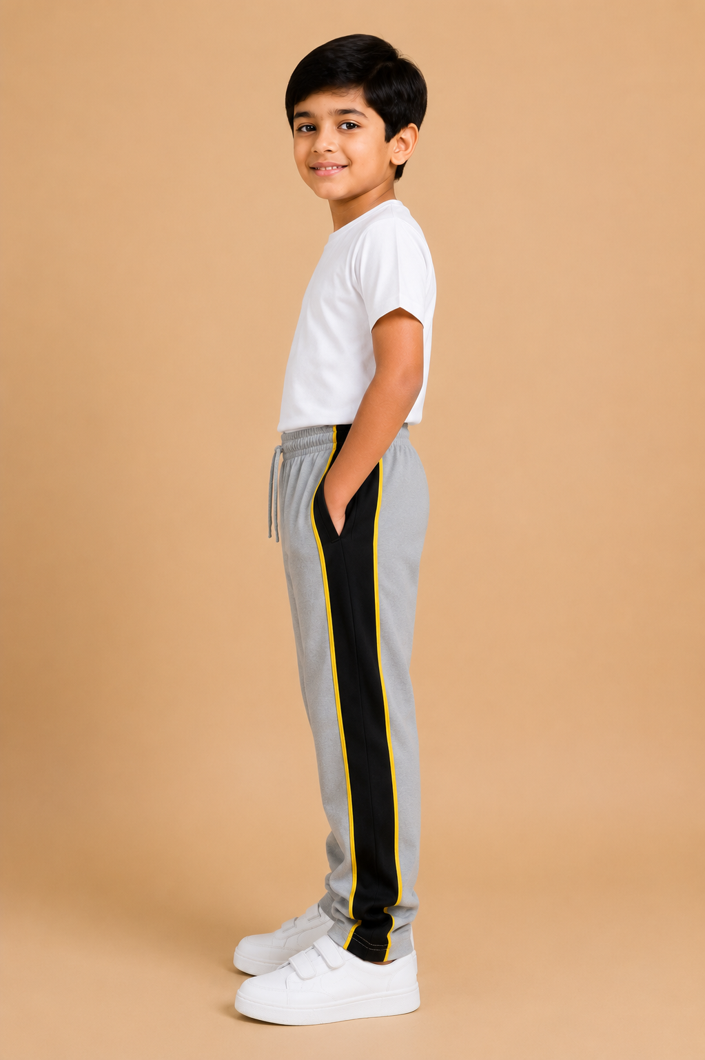 Premium Boys Trouser-Grey with Black-T08