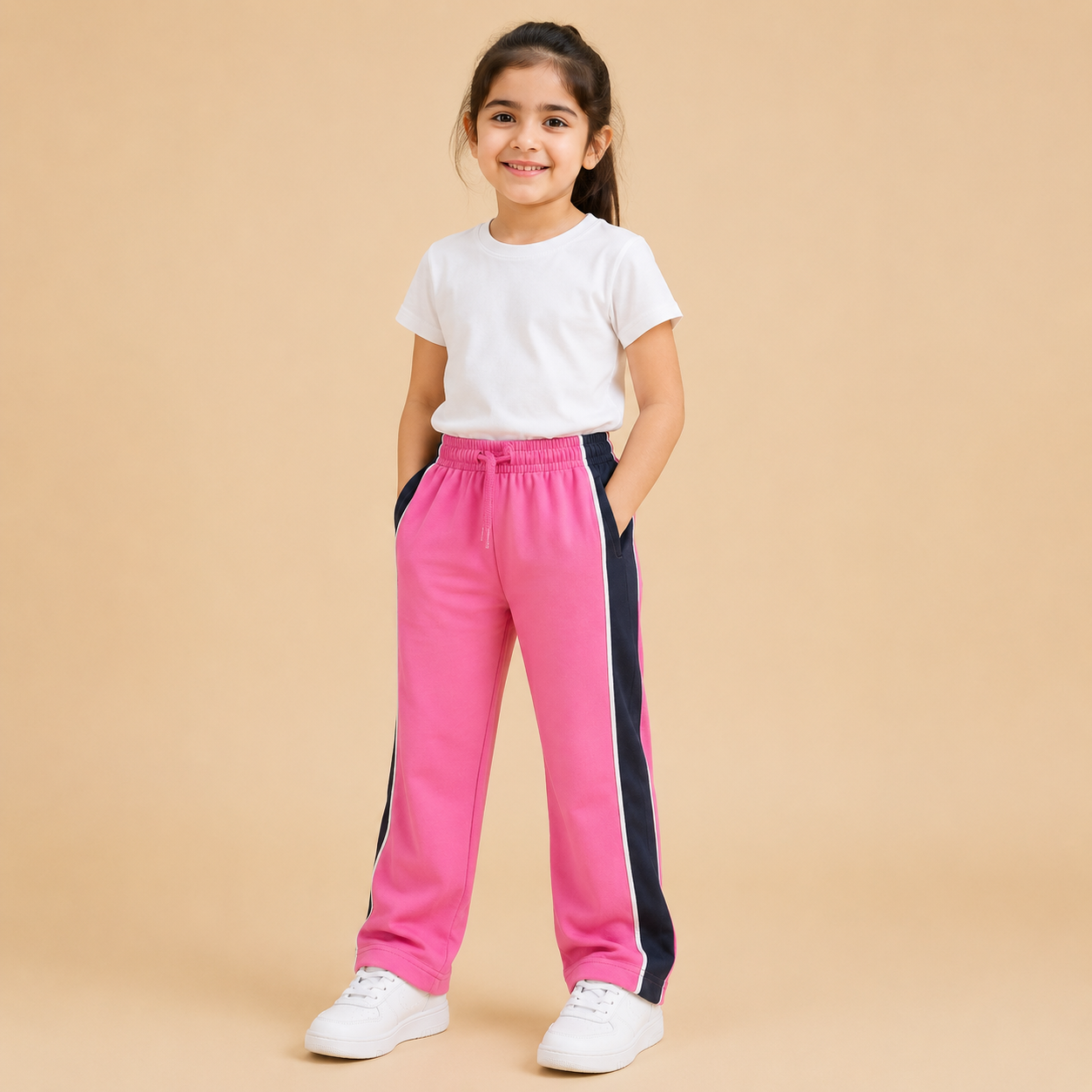 Premium Boys Trouser-Hot Pink With Navy -T25