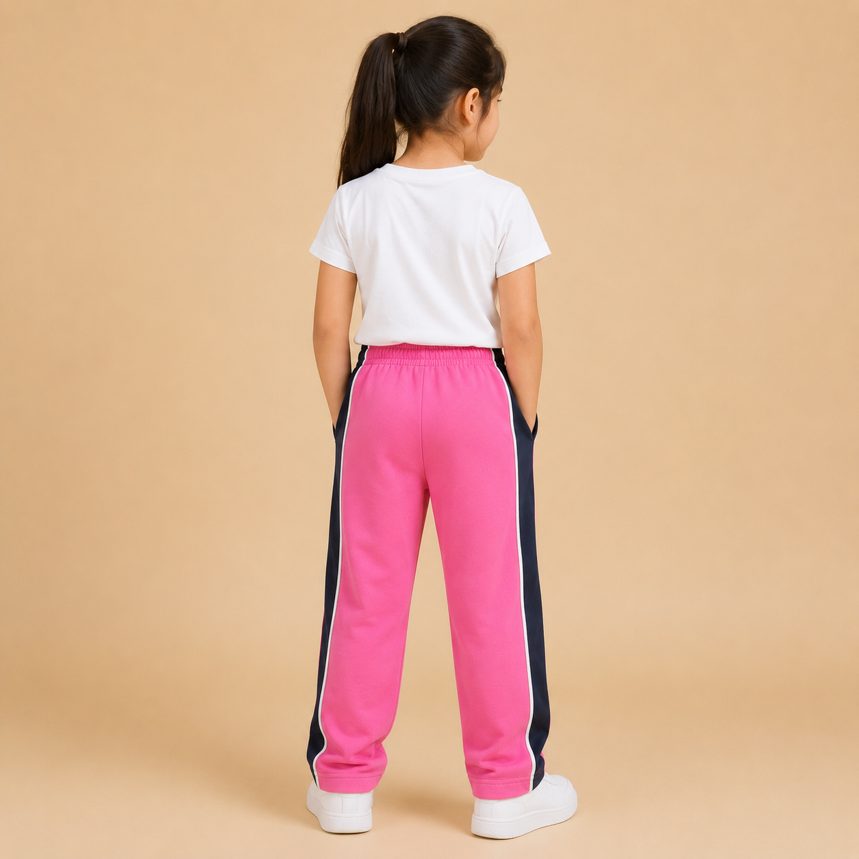 Premium Boys Trouser-Hot Pink With Navy -T25
