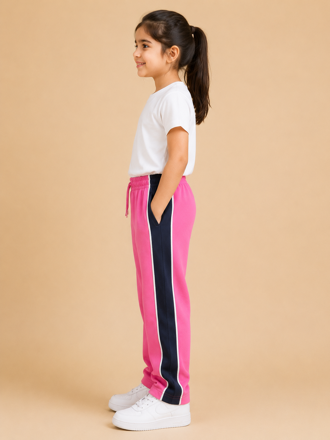 Premium Boys Trouser-Hot Pink With Navy -T25