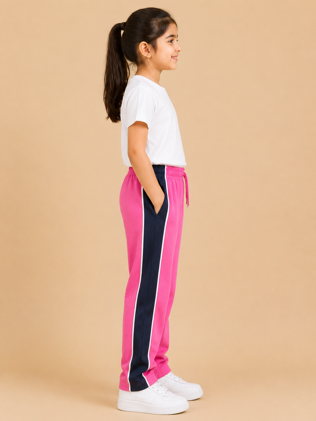 Premium Boys Trouser-Hot Pink With Navy -T25
