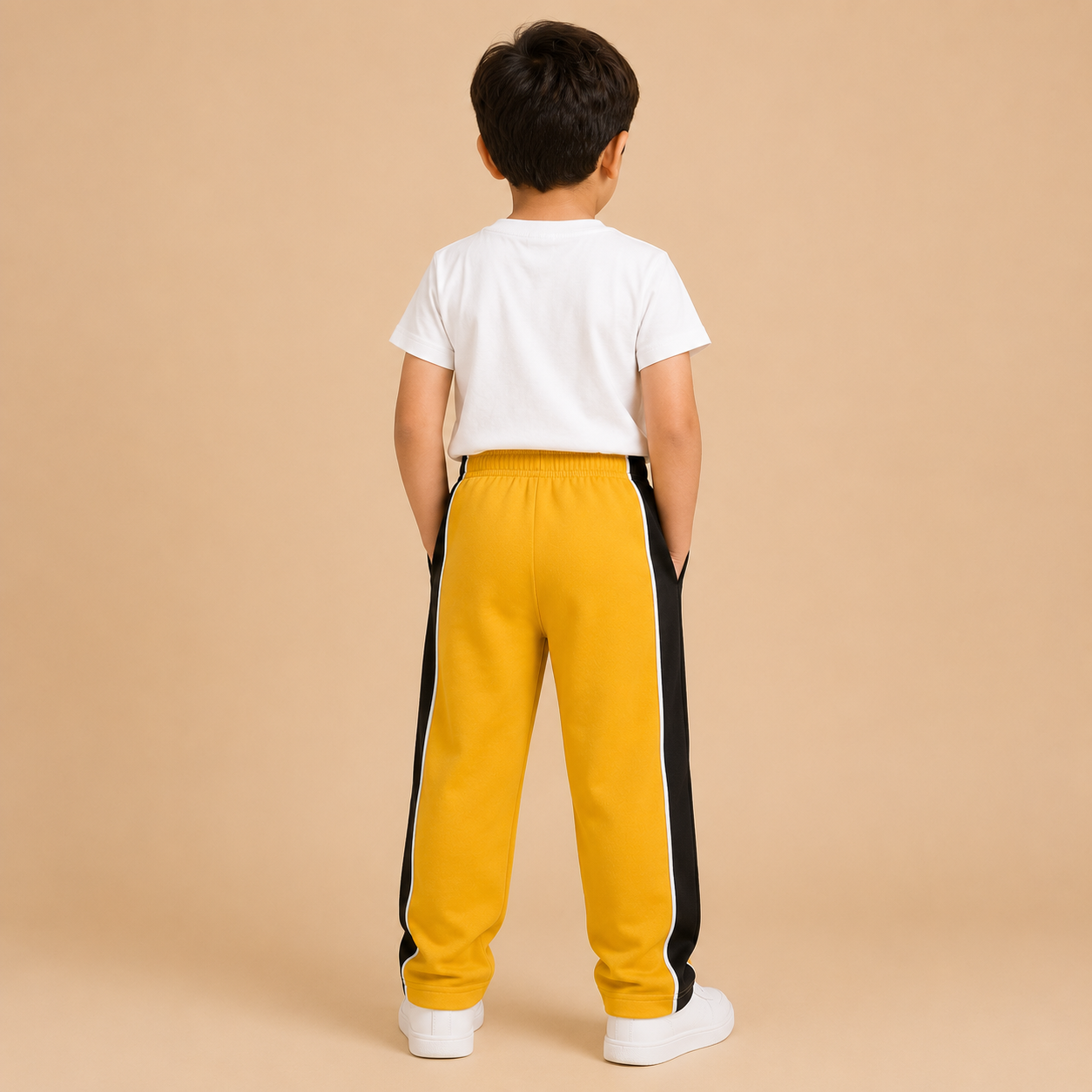 Premium Boys Trouser-Mustard Yellow With Navy -T23