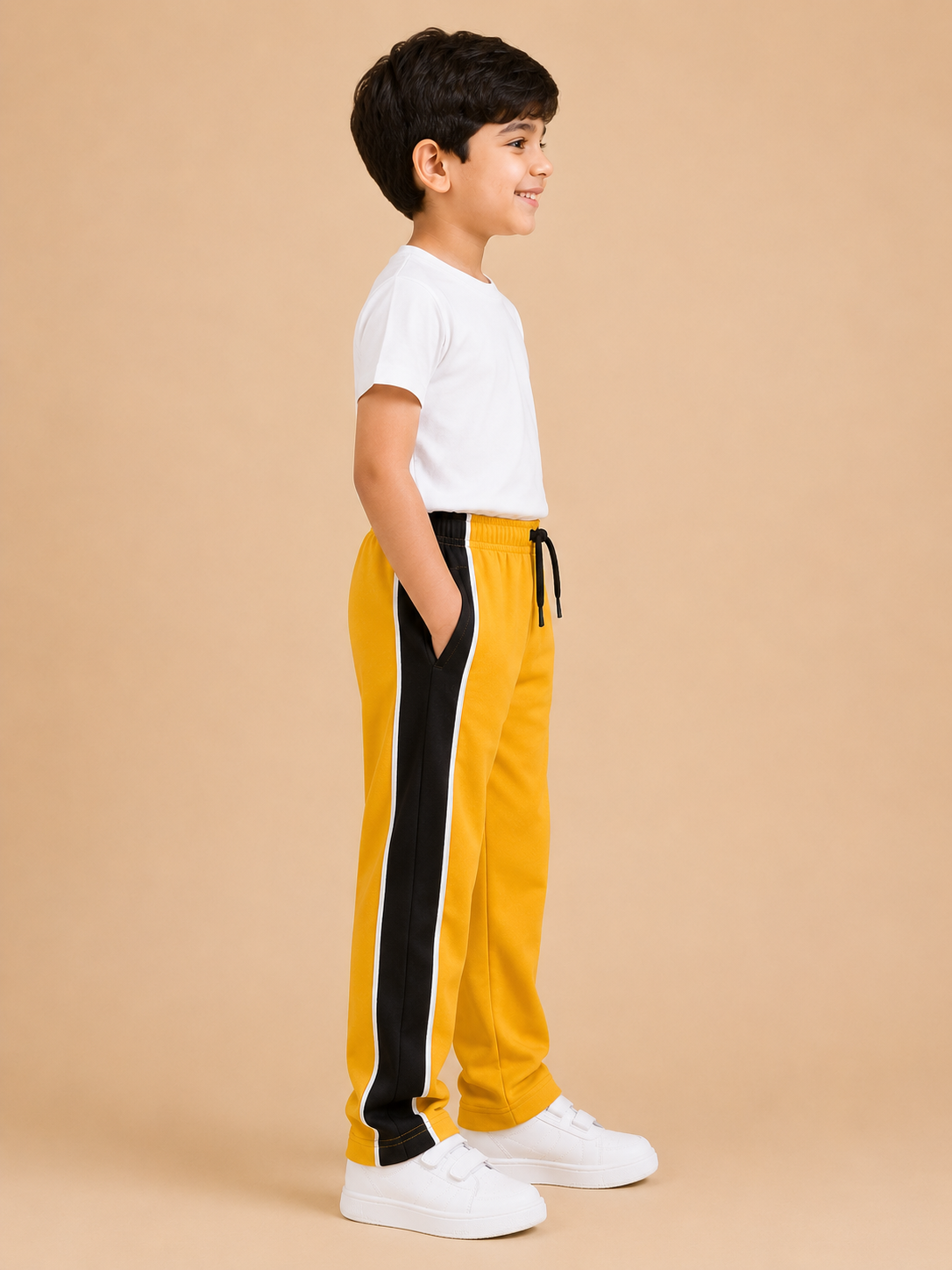 Premium Boys Trouser-Mustard Yellow With Navy -T23