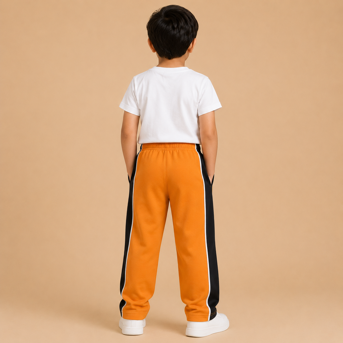 Premium Boys Trouser- Orange With Navy -T22