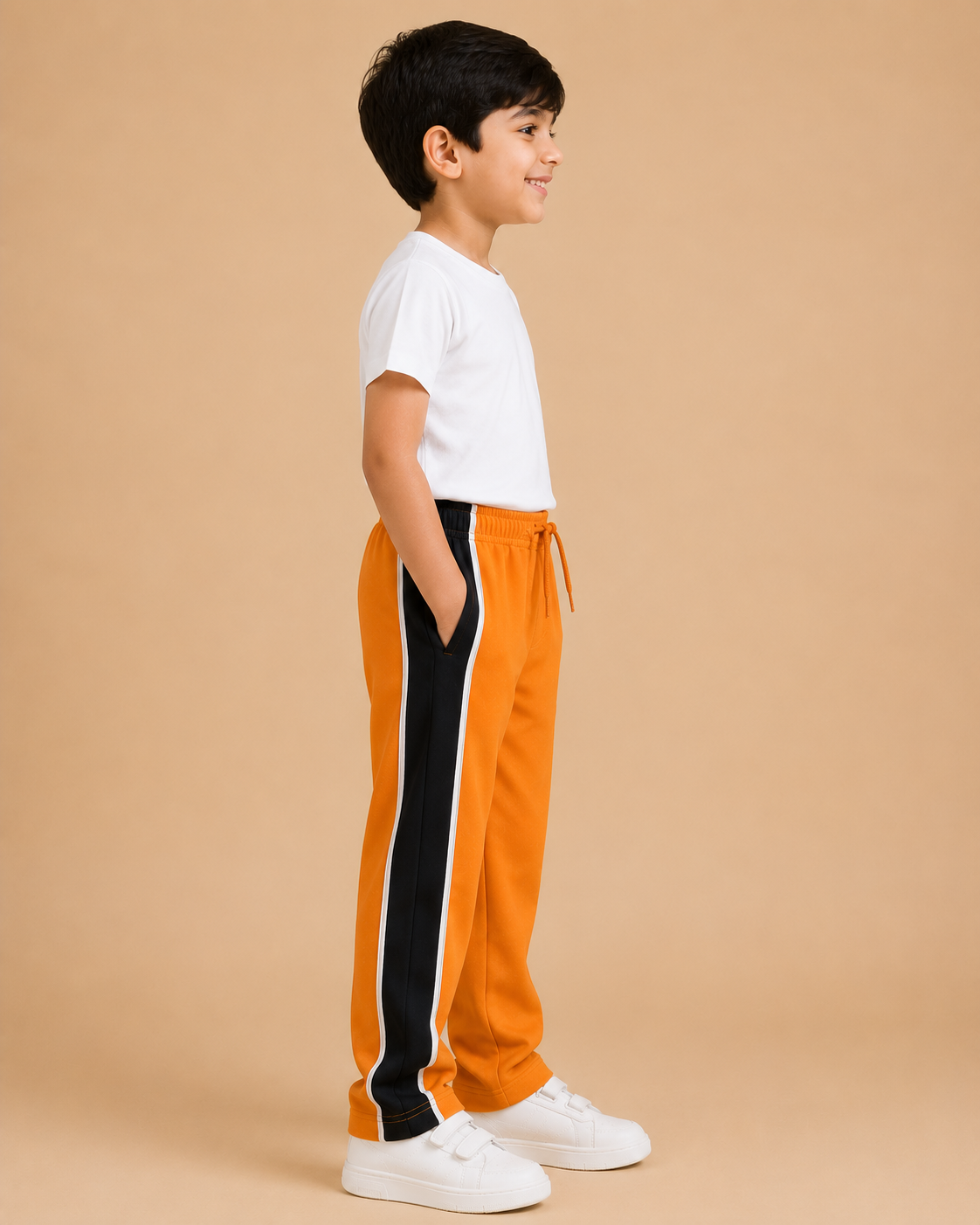 Premium Boys Trouser- Orange With Navy -T22