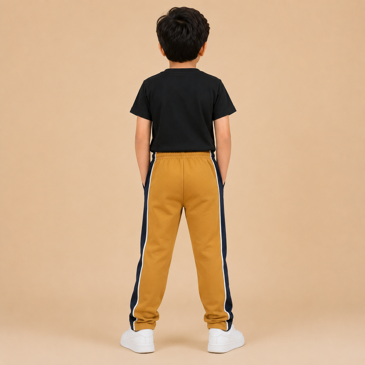 Premium Boys Trouser-  Golden Mustard With Navy -T33