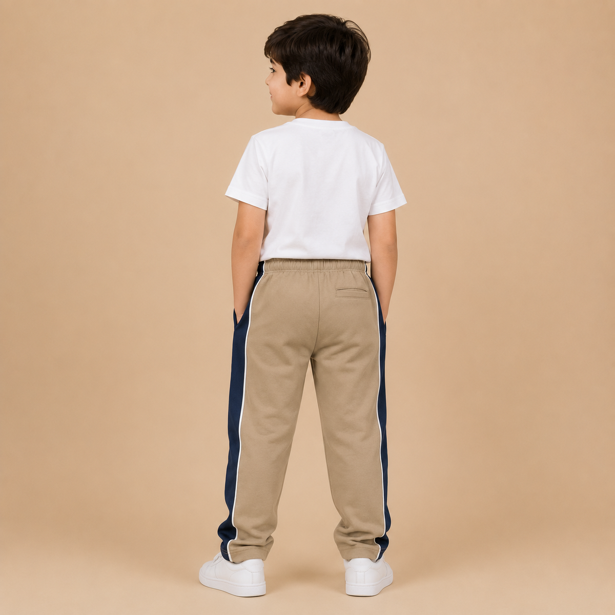 Premium Boys Trouser-Khaki With Navy -T36